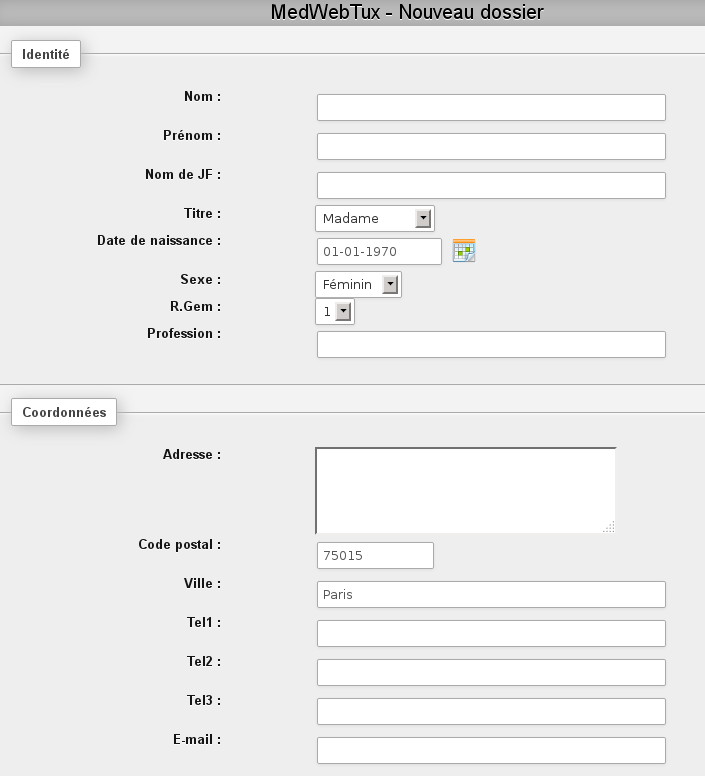 capture nouveau patient